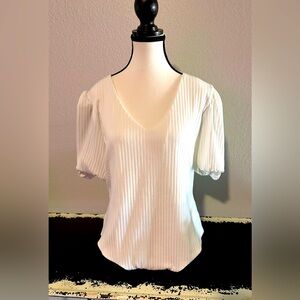 White Ribbed V Neck Bodysuit!!!